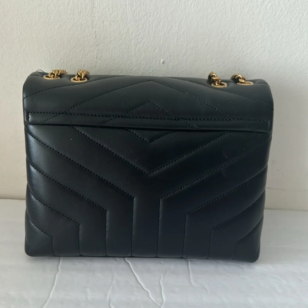 YSL Saint Laurent Small Loulou Chain Leather Shoulder Bag Black - Picture 9 of 14